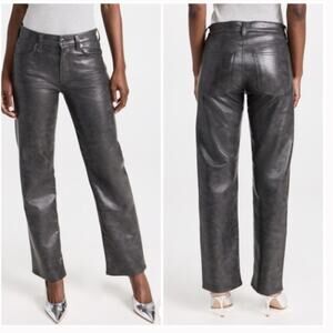 Agolde Sloane Leather Jean In Smoke Gray Black 30